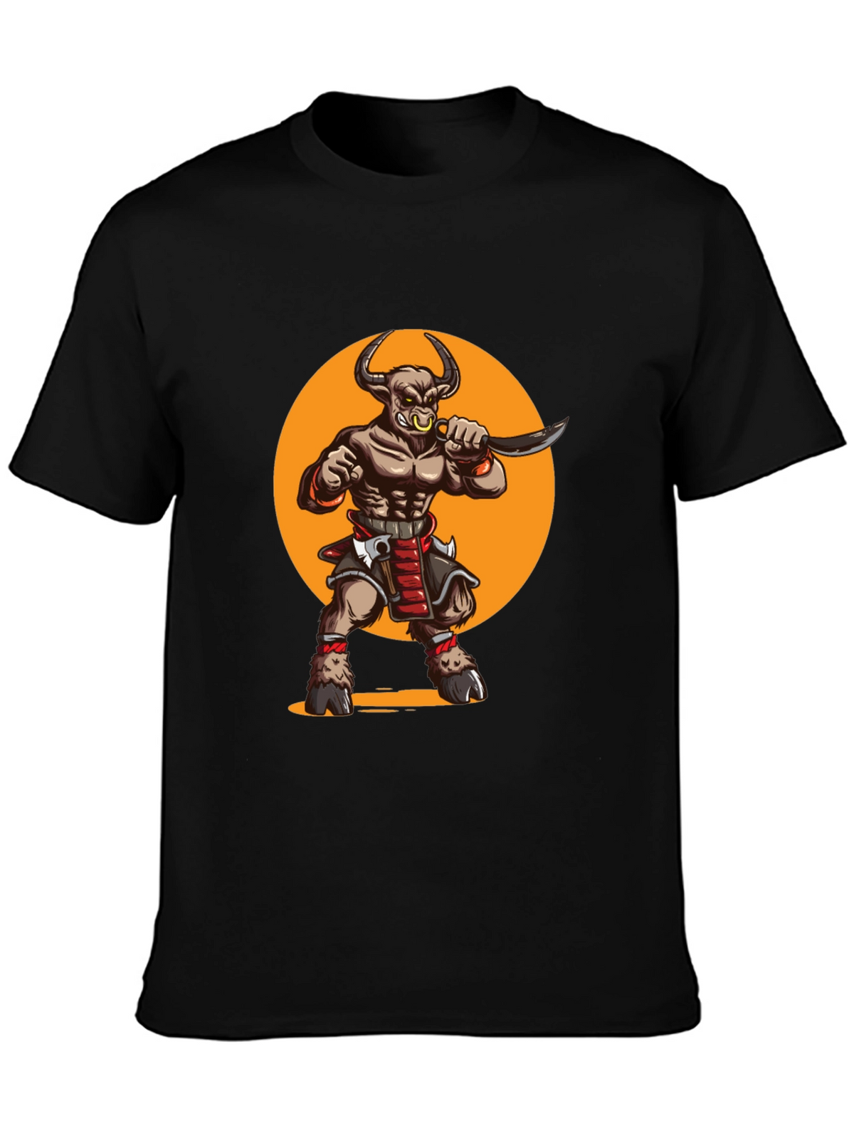 Minotaur Warrior Graphic Tee - Black Cotton Shirt