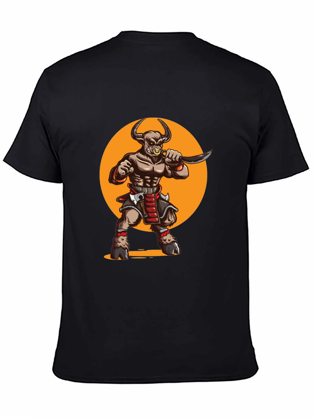 Minotaur Warrior Graphic Tee - Black Cotton Shirt