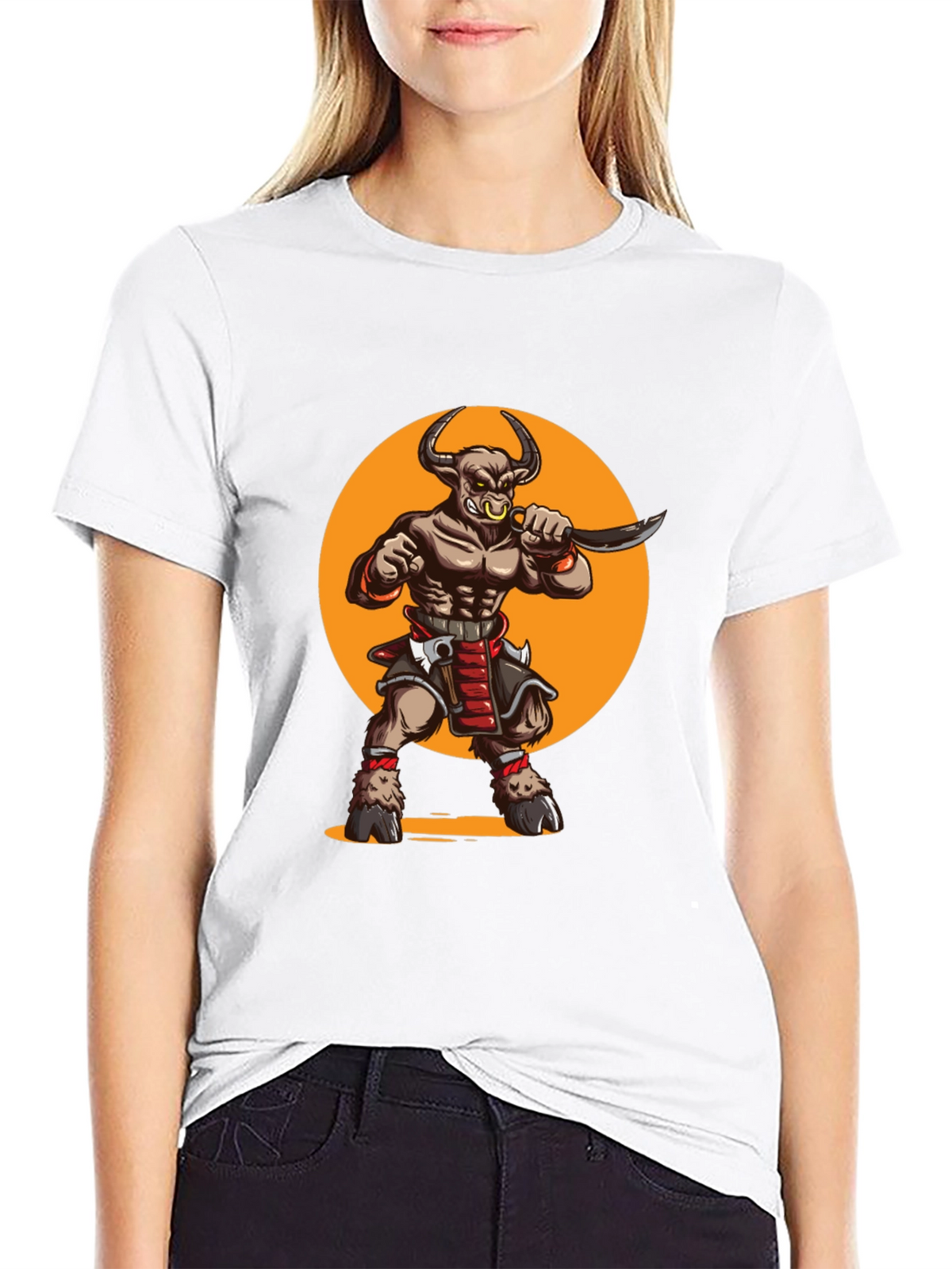 Minotaur Warrior Graphic Tee - Black Cotton Shirt