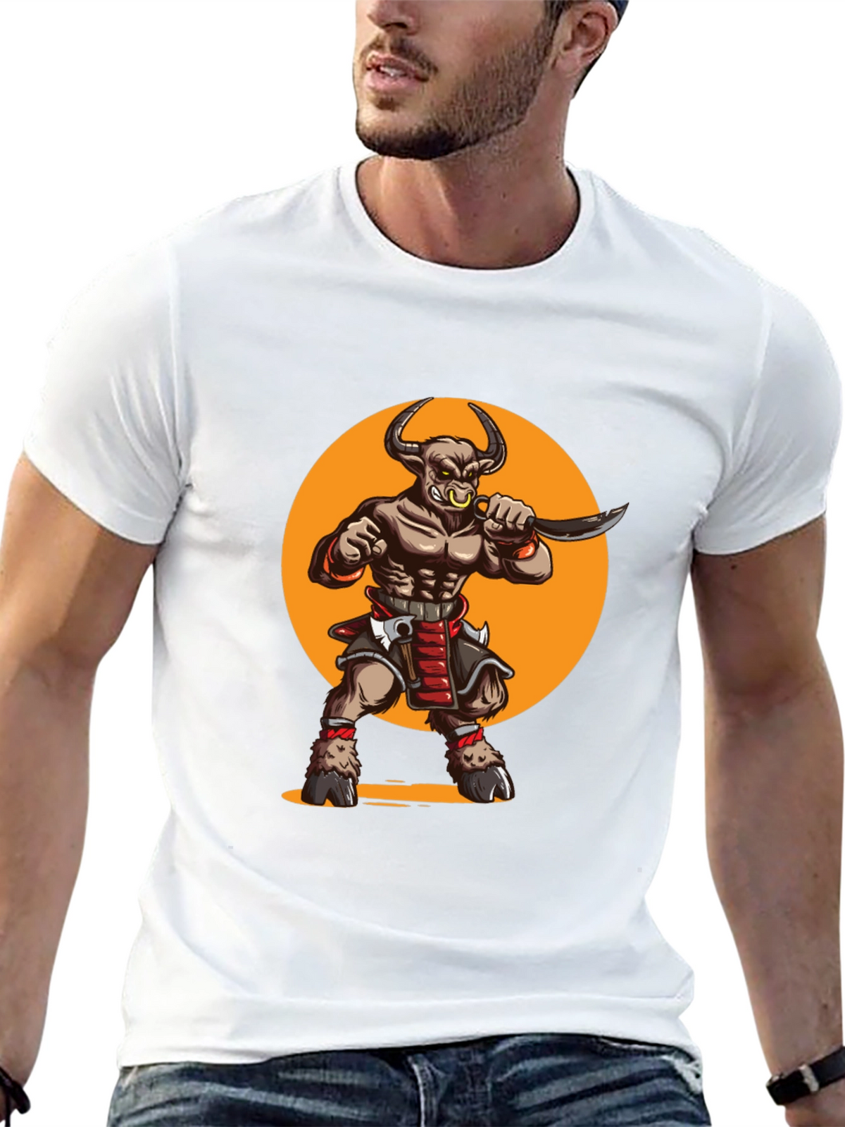 Minotaur Warrior Graphic Tee - Black Cotton Shirt
