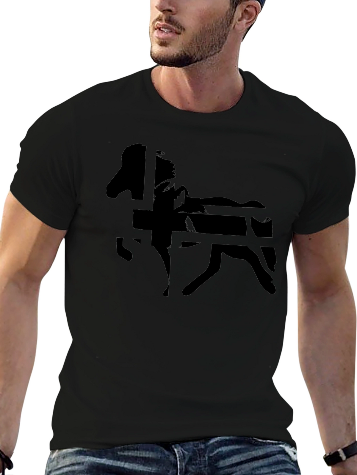 Black Horse Graphic Tee - Mens Casual Shirt