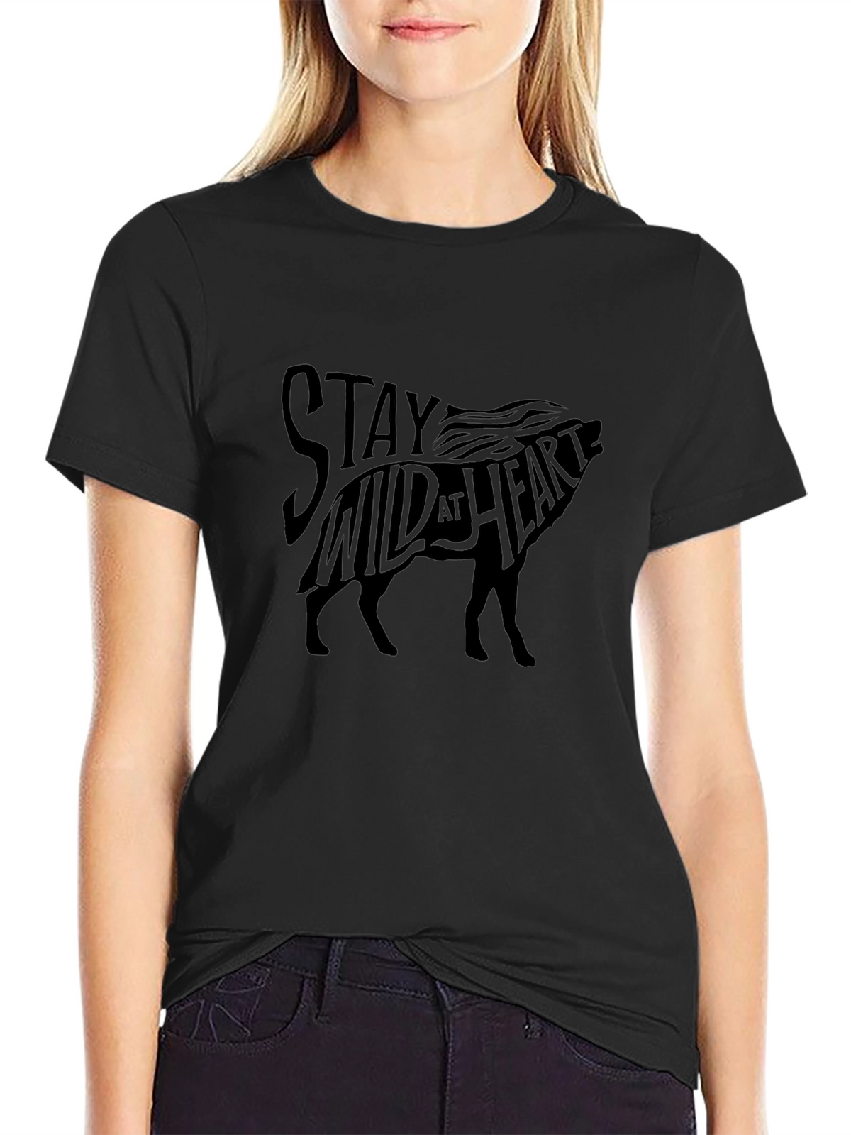 Stay Wild at Heart Graphic T-Shirt - Black