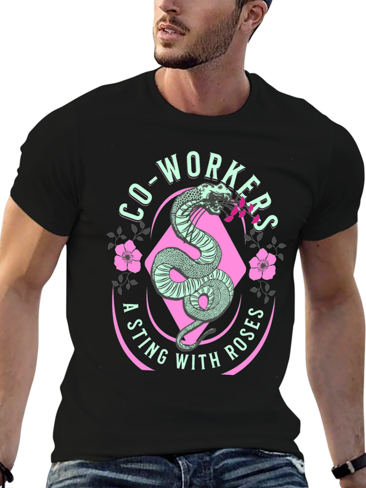 Co-workers A Sting With Roses Graphic T-Shirt