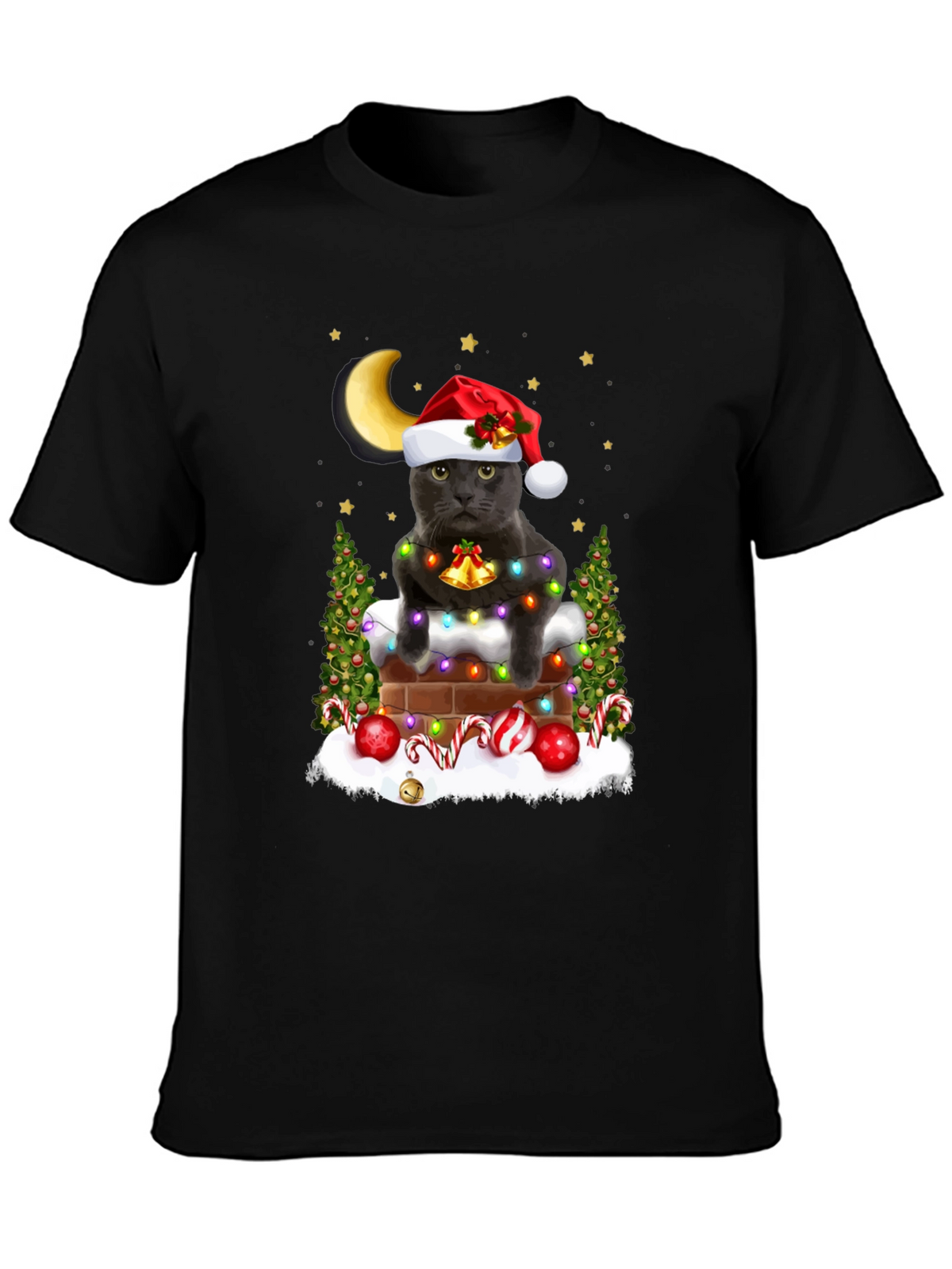Festive Cat in Chimney T-Shirt