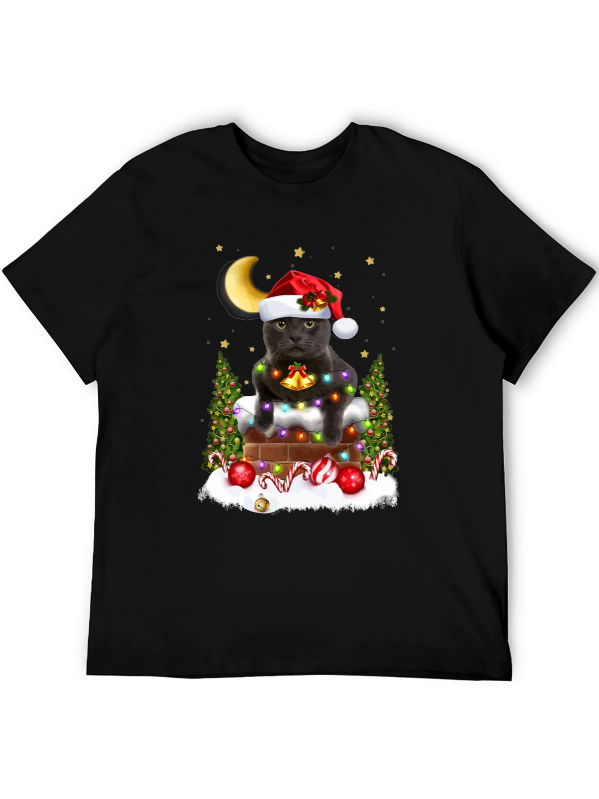 Festive Cat in Chimney T-Shirt