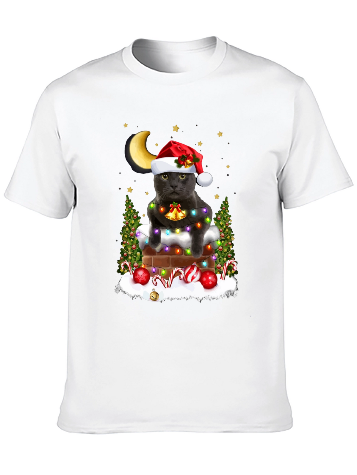 Festive Cat in Chimney T-Shirt