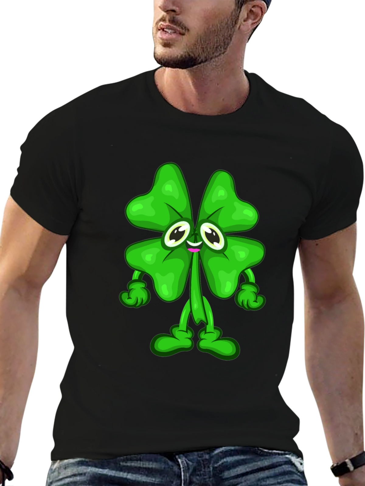 Lucky Clover Cartoon Graphic Tee