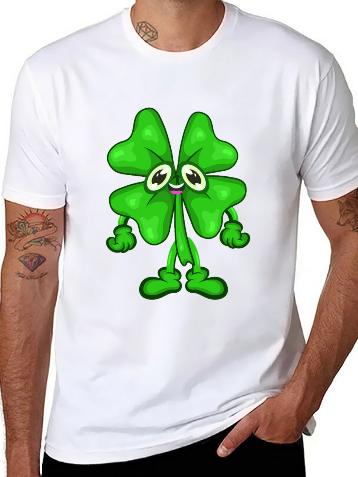 Lucky Clover Cartoon Graphic Tee