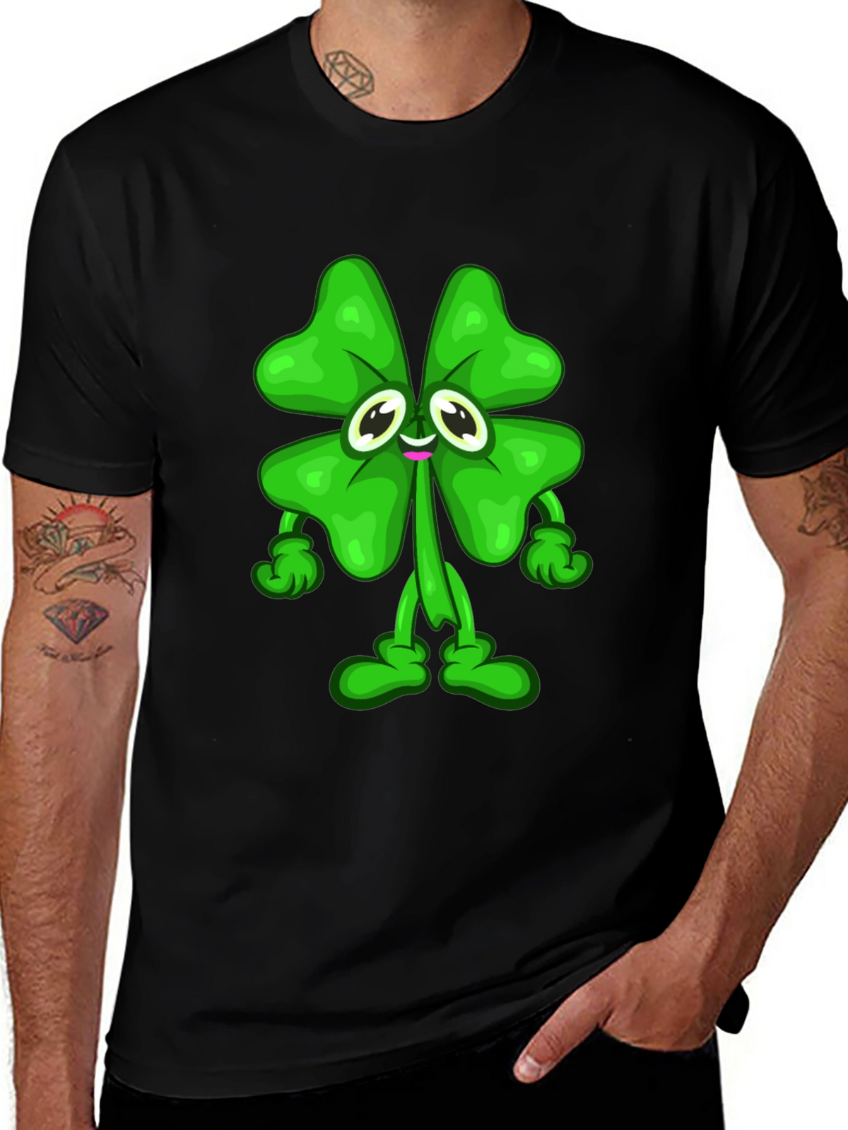 Lucky Clover Cartoon Graphic Tee