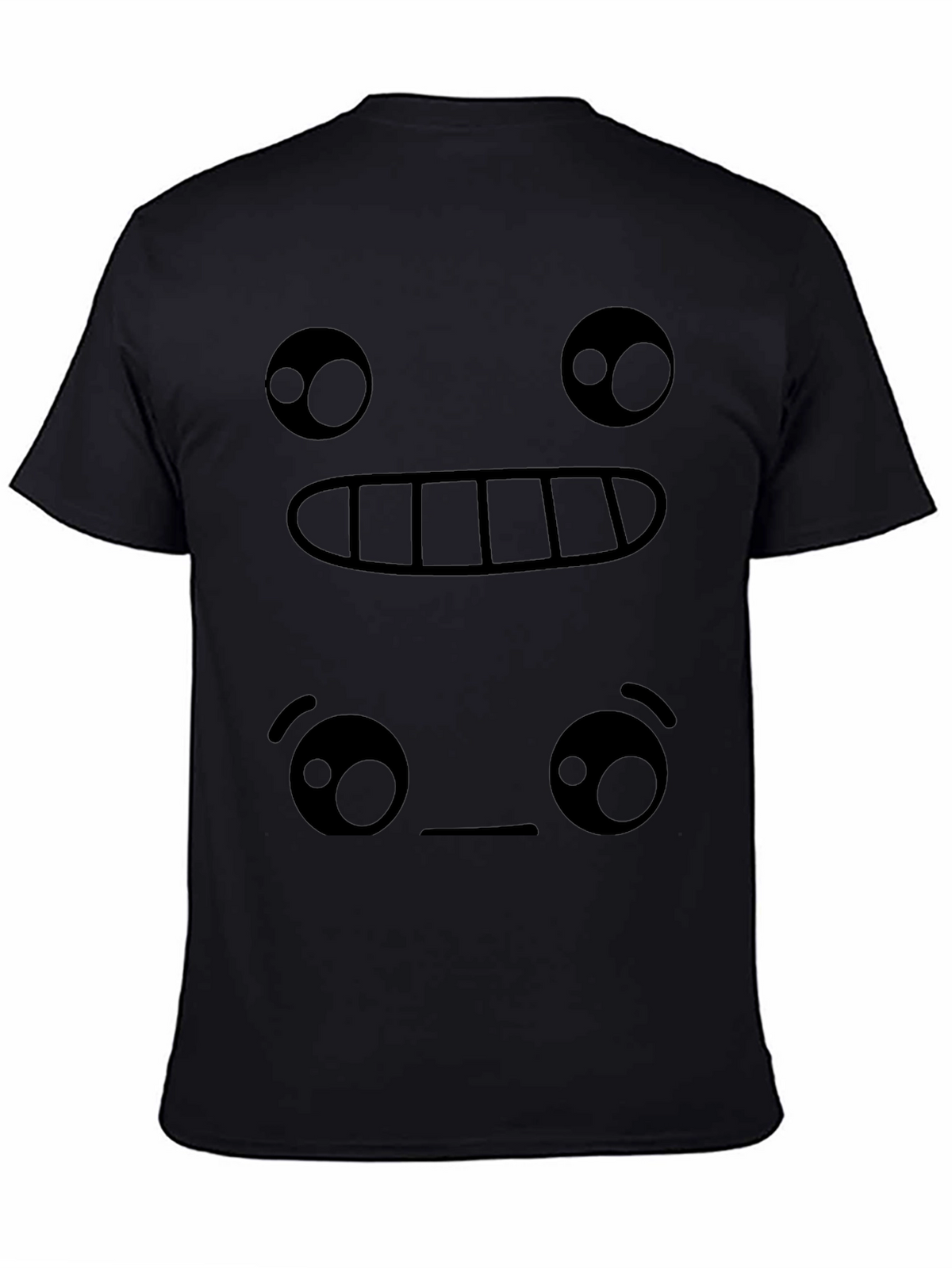 Funny Emoji Face Graphic Tee - Black T-Shirt