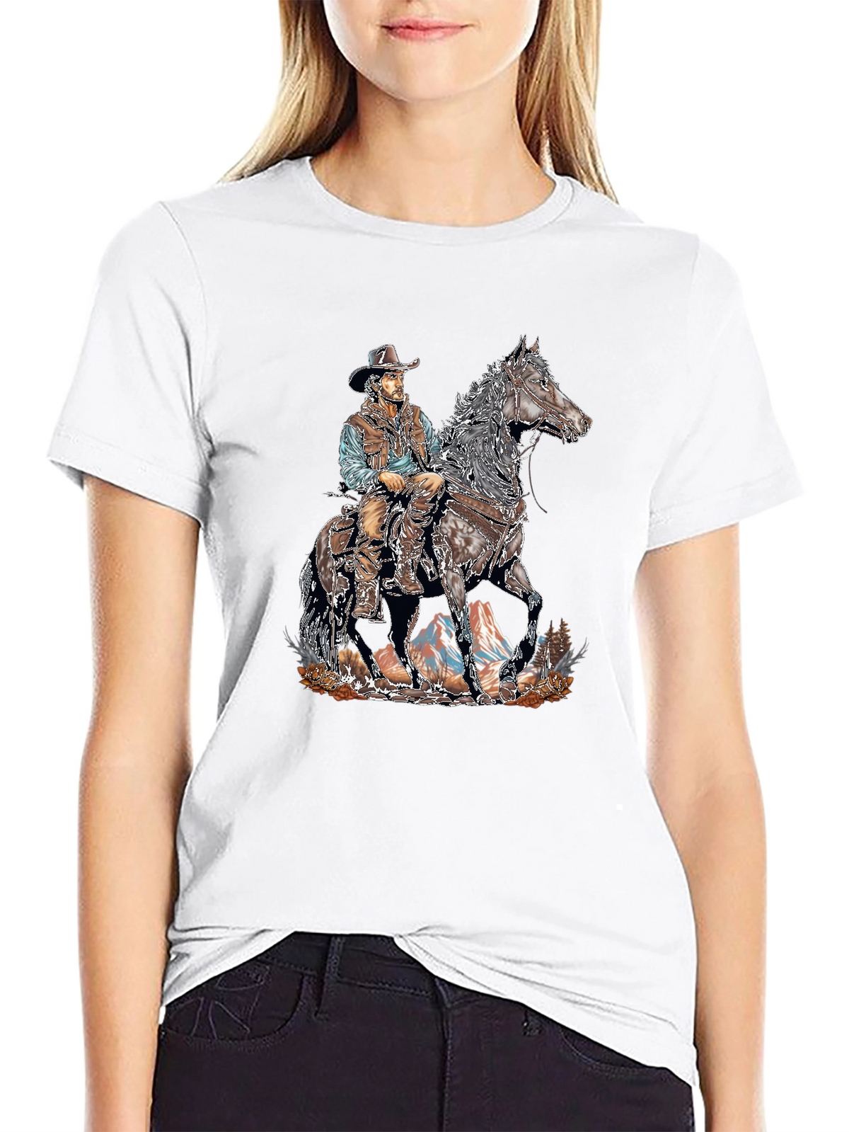 Cowboy on Horseback Graphic T-Shirt