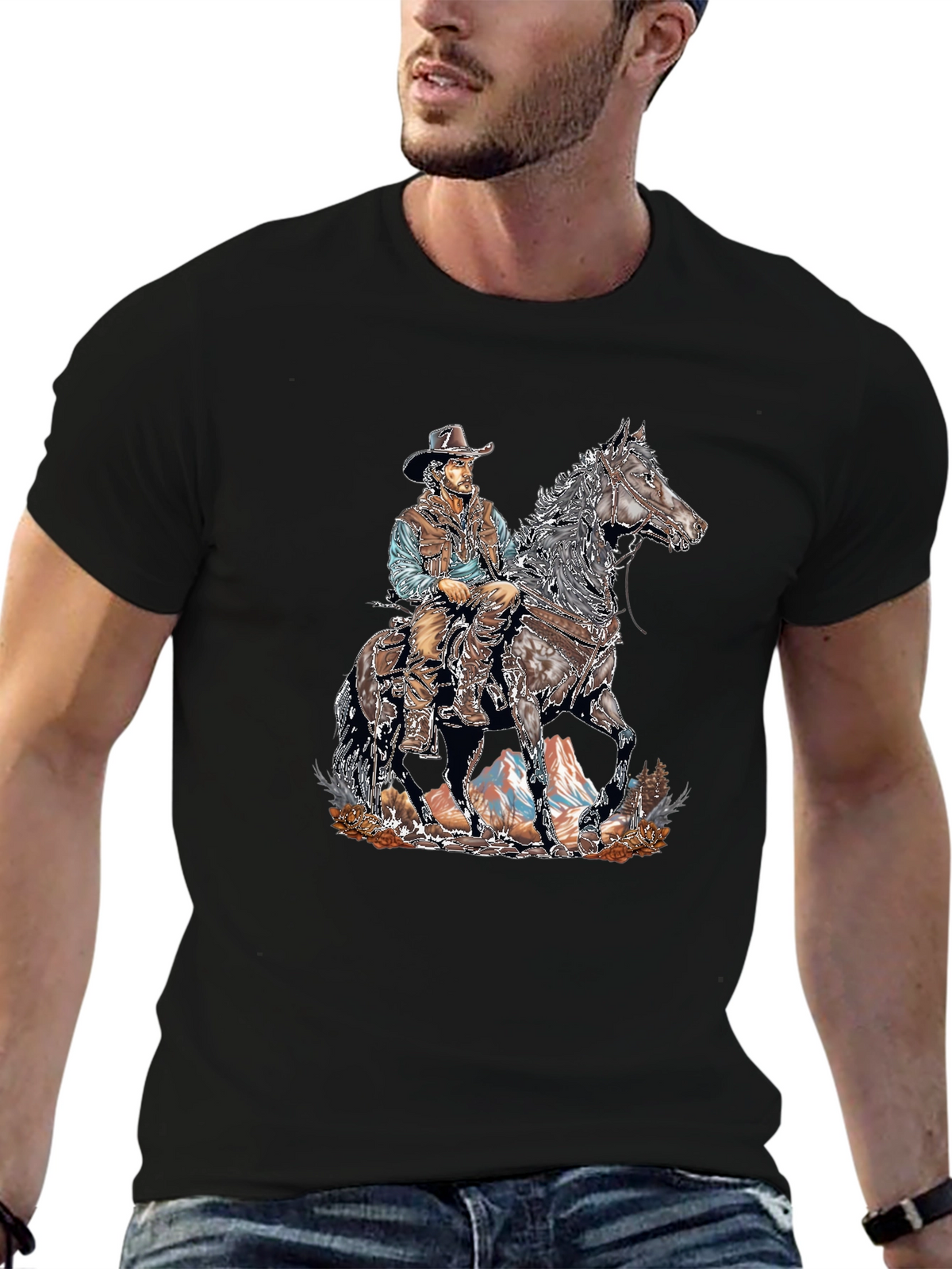 Cowboy on Horseback Graphic T-Shirt