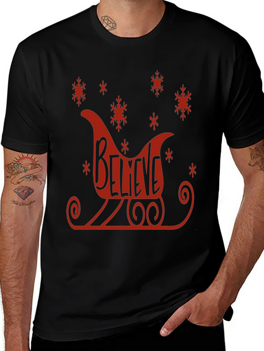 Believe Sleigh Graphic Tee - Holiday Cheer T-Shirt