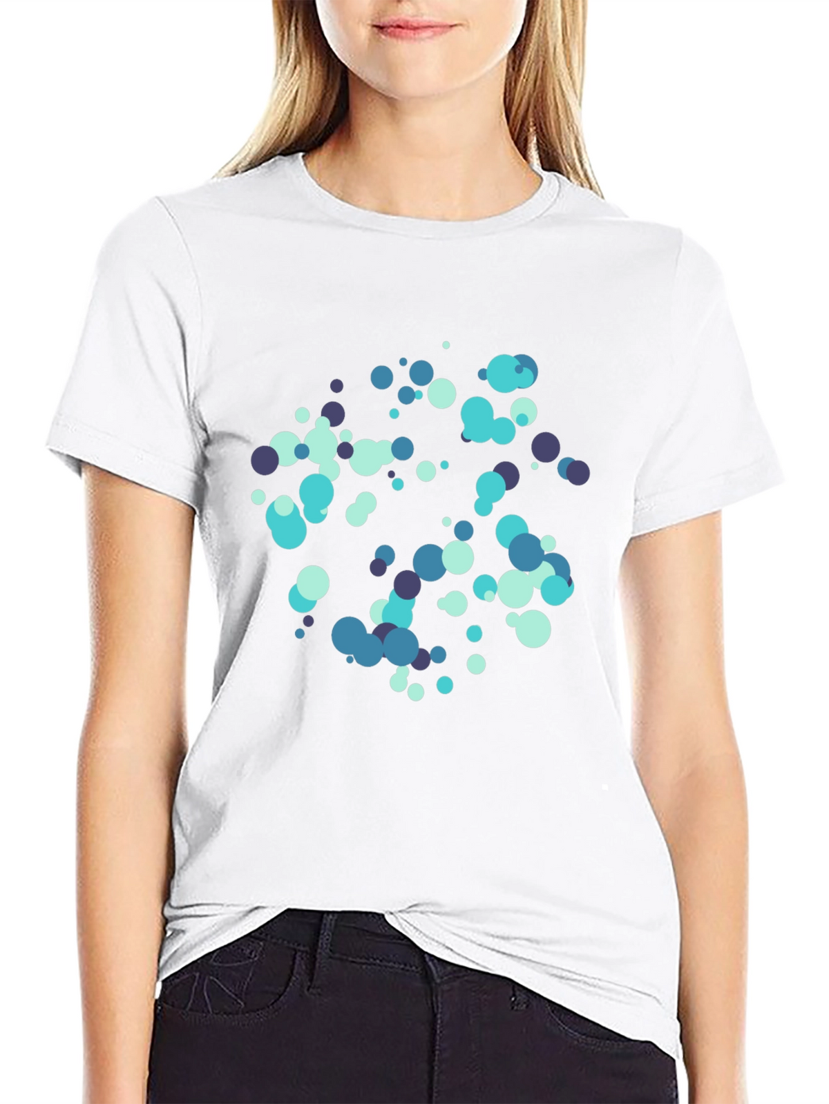 Abstract Dot Pattern Black Cotton T-Shirt