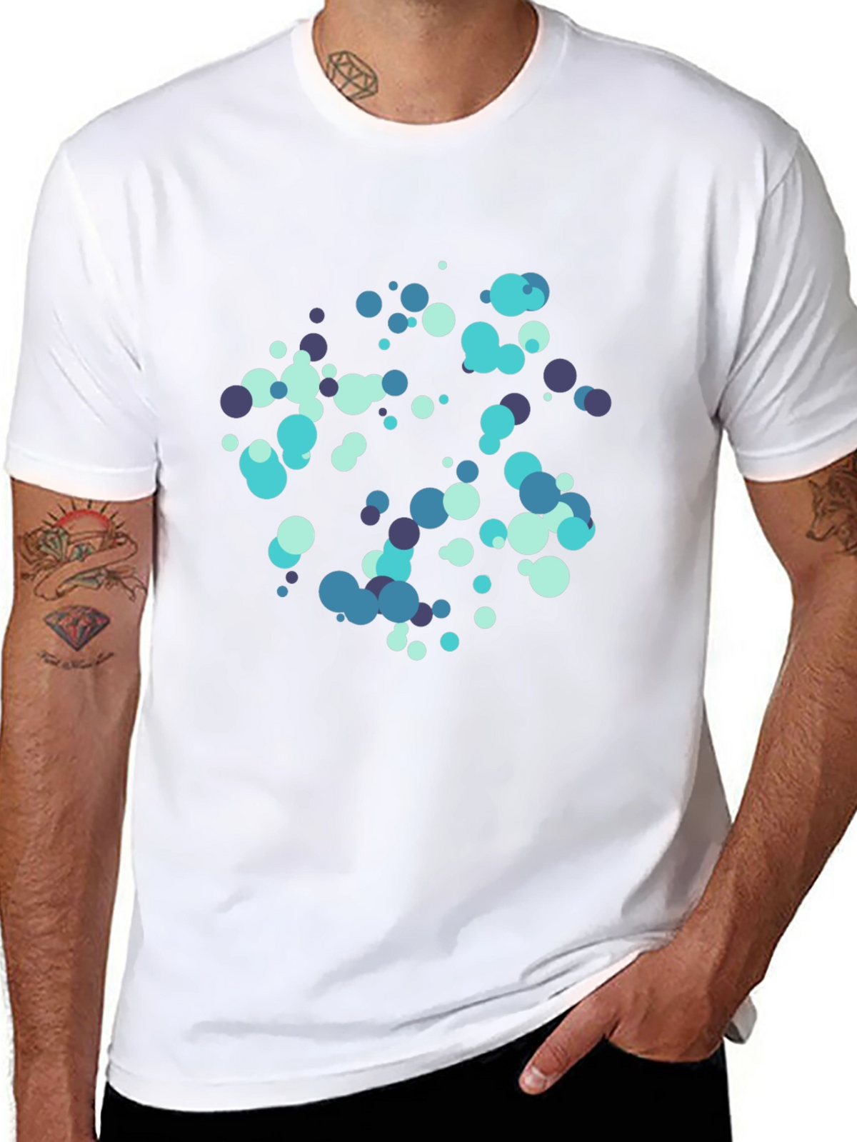 Abstract Dot Pattern Black Cotton T-Shirt