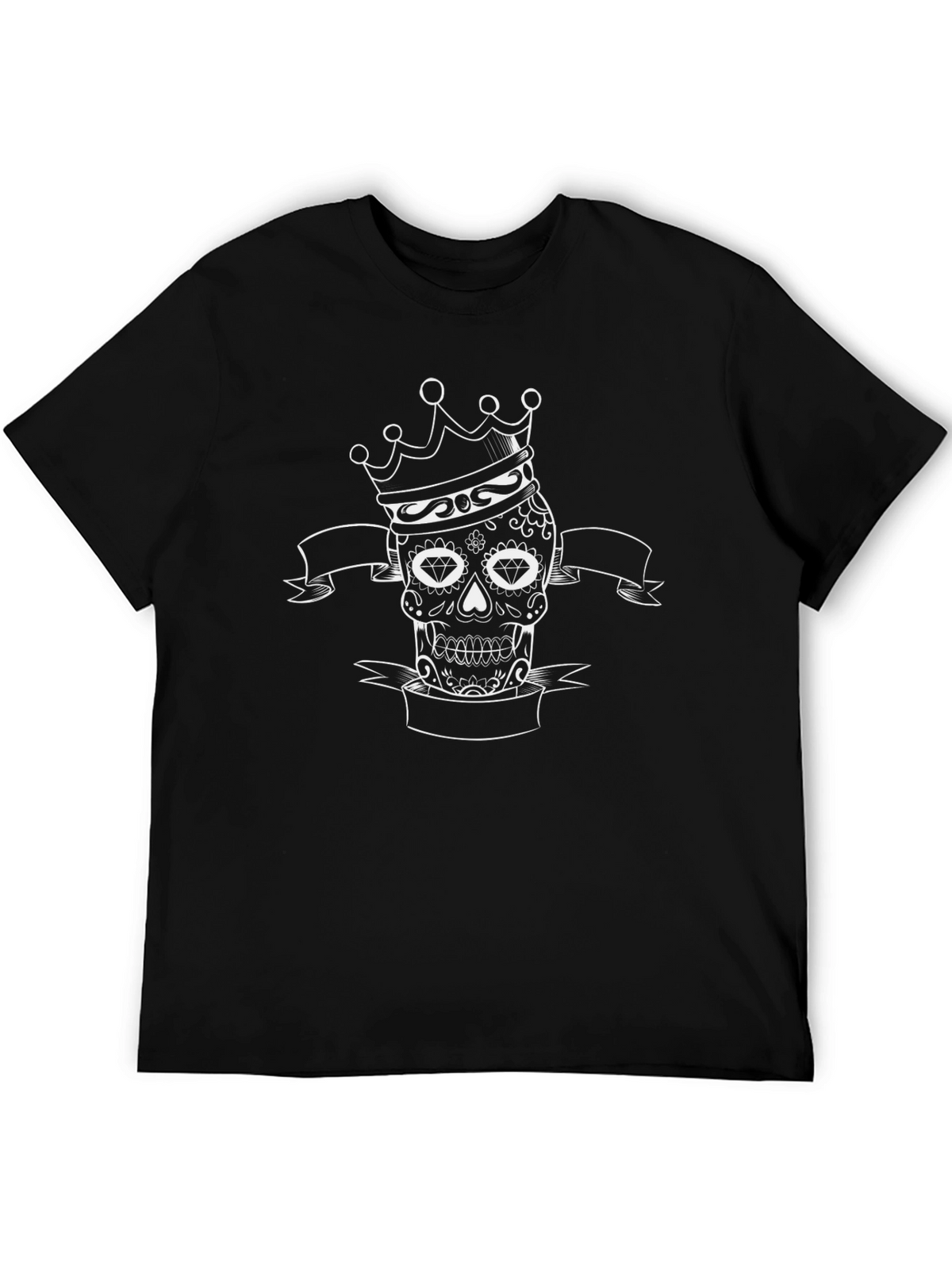 Crowned Sugar Skull Mens Black T-Shirt