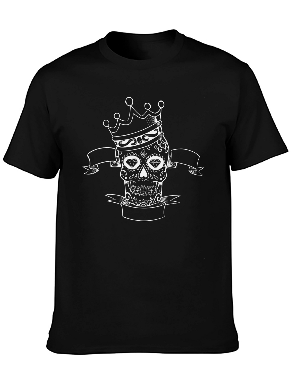 Crowned Sugar Skull Mens Black T-Shirt