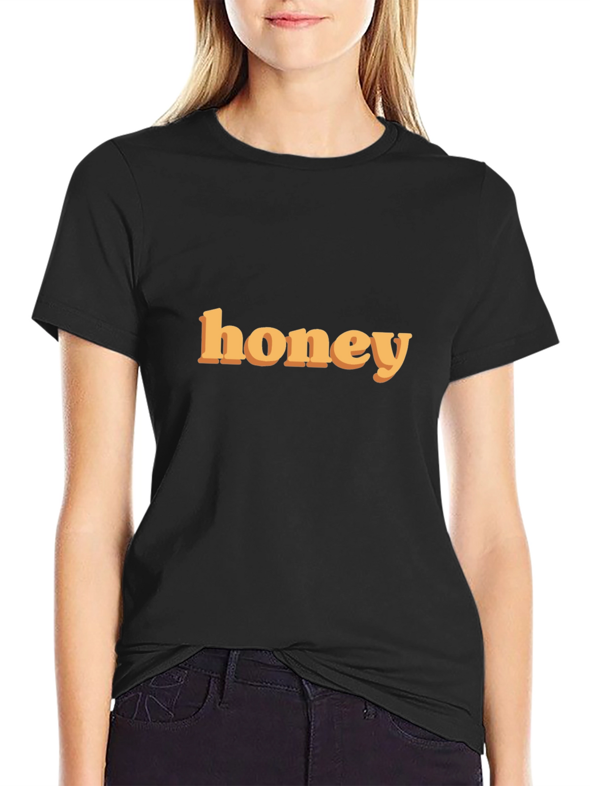 Honey Graphic Print Tee - Trendy Casual T-Shirt