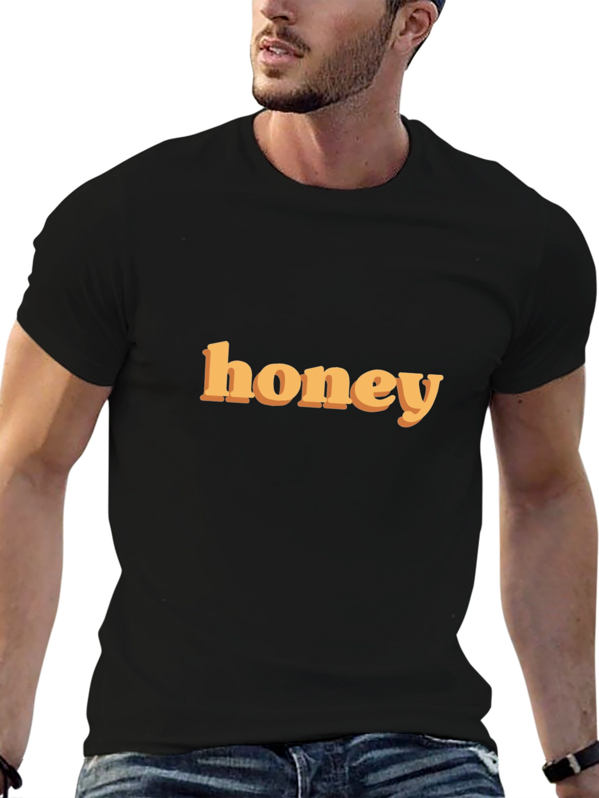 Honey Graphic Print Tee - Trendy Casual T-Shirt