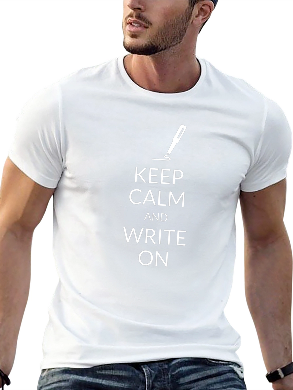 Keep Calm and Write On Black T-Shirt