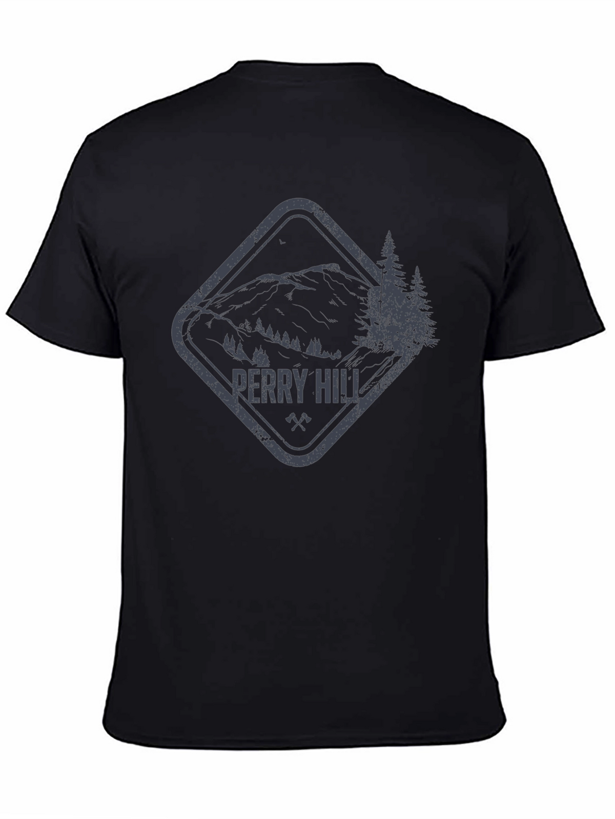 Perry Hill Mountain Graphic Tee - Black Cotton T-Shirt