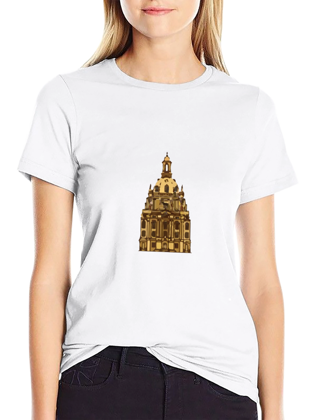 Dresden Frauenkirche Graphic Tee - Black Cotton Casual Shirt