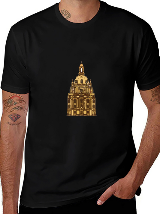 Dresden Frauenkirche Graphic Tee - Black Cotton Casual Shirt