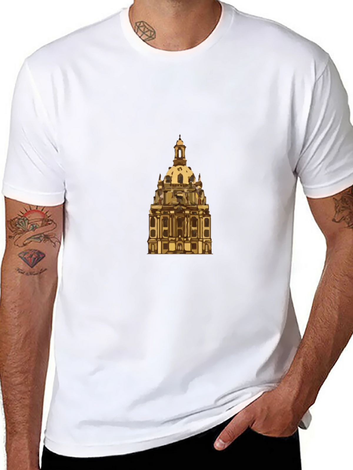 Dresden Frauenkirche Graphic Tee - Black Cotton Casual Shirt