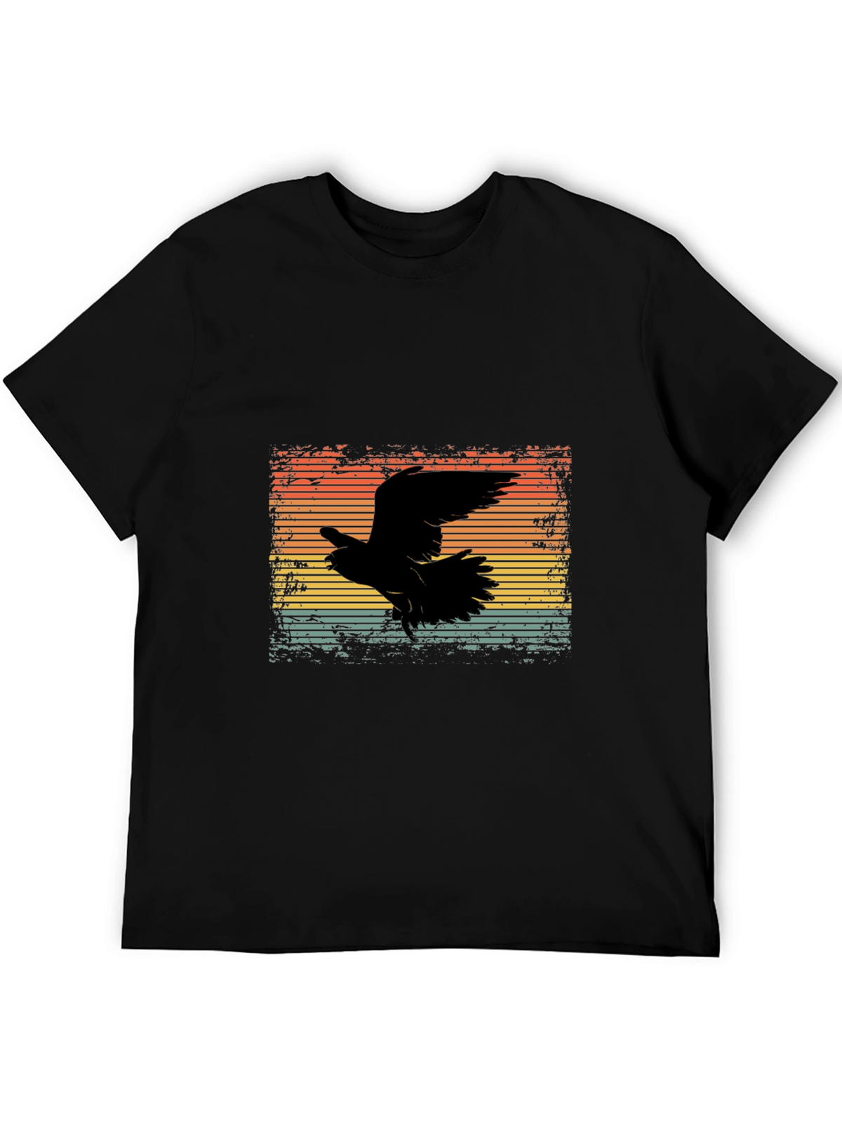Retro Raven Graphic Tee - Mens Black T-Shirt