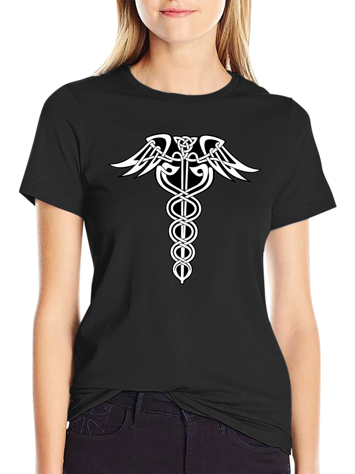 Celtic Caduceus T-Shirt - Medical Symbol Graphic Tee