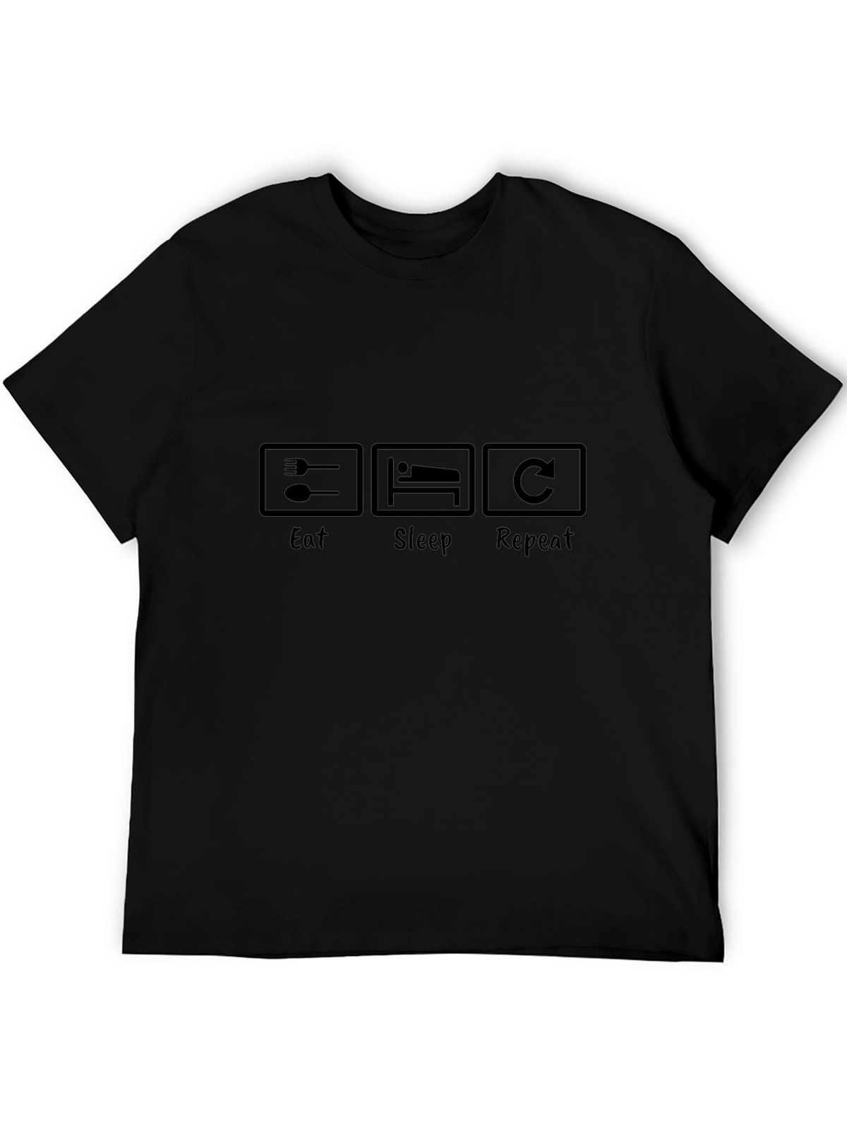Eat Sleep Repeat Graphic Tee - Black Casual T-Shirt