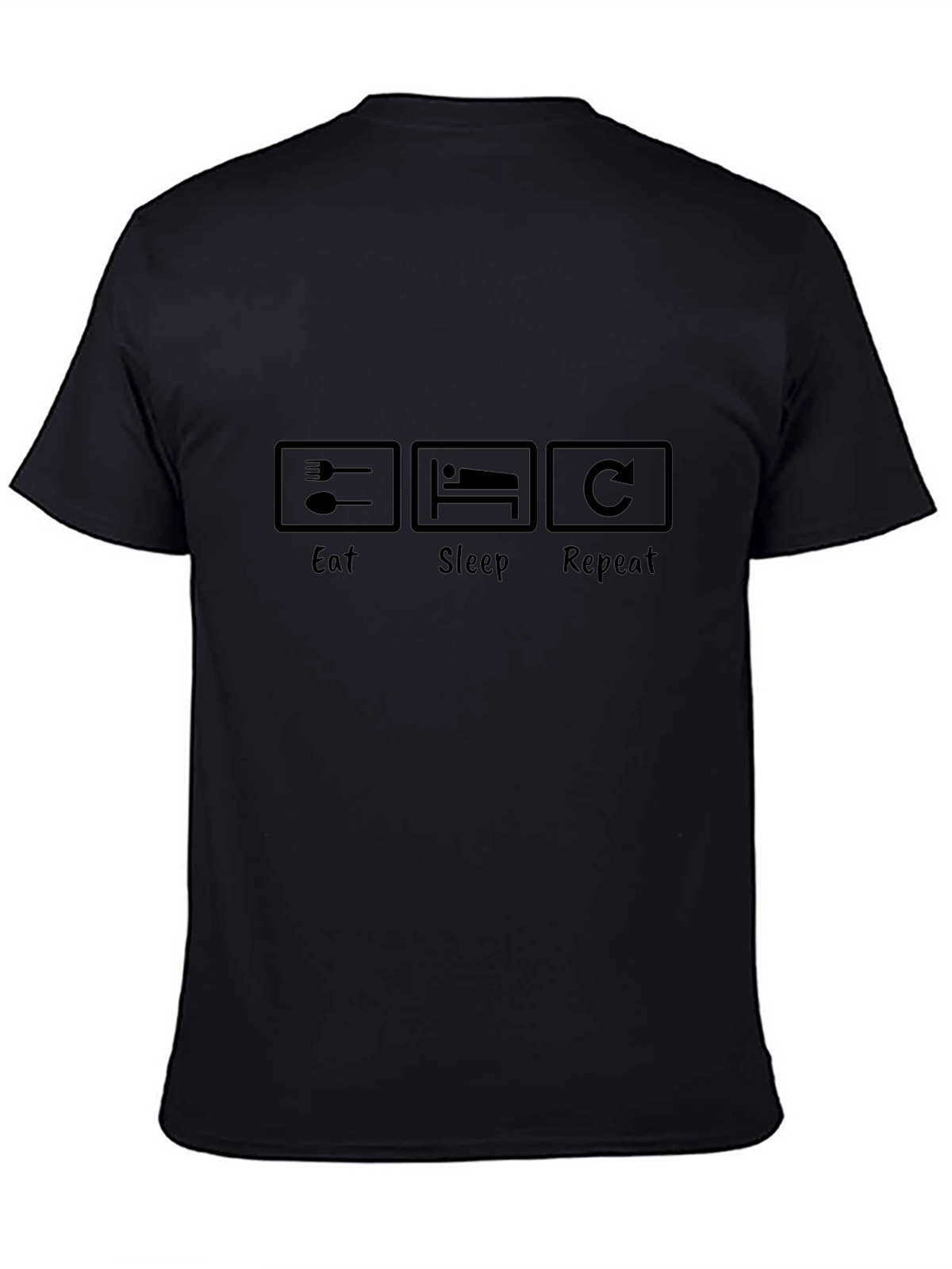 Eat Sleep Repeat Graphic Tee - Black Casual T-Shirt