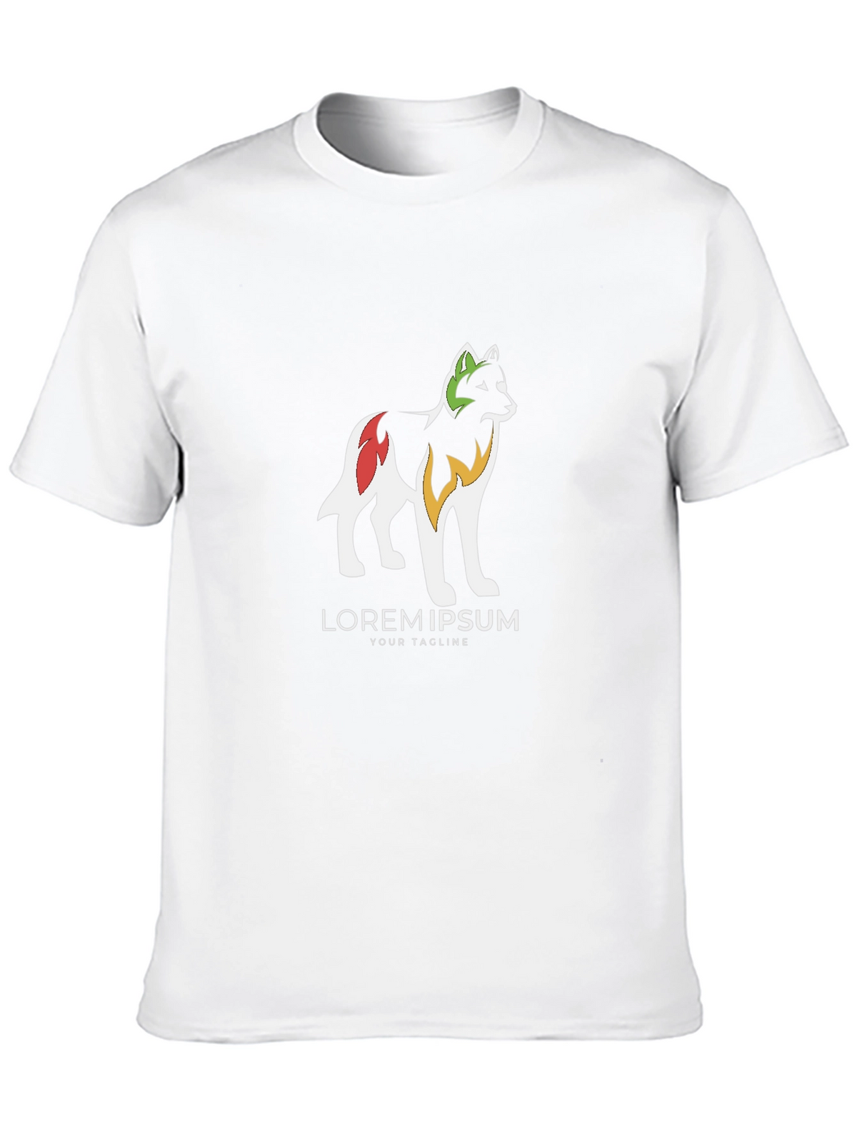 Black Graphic Tee - Stylized Wolf Design