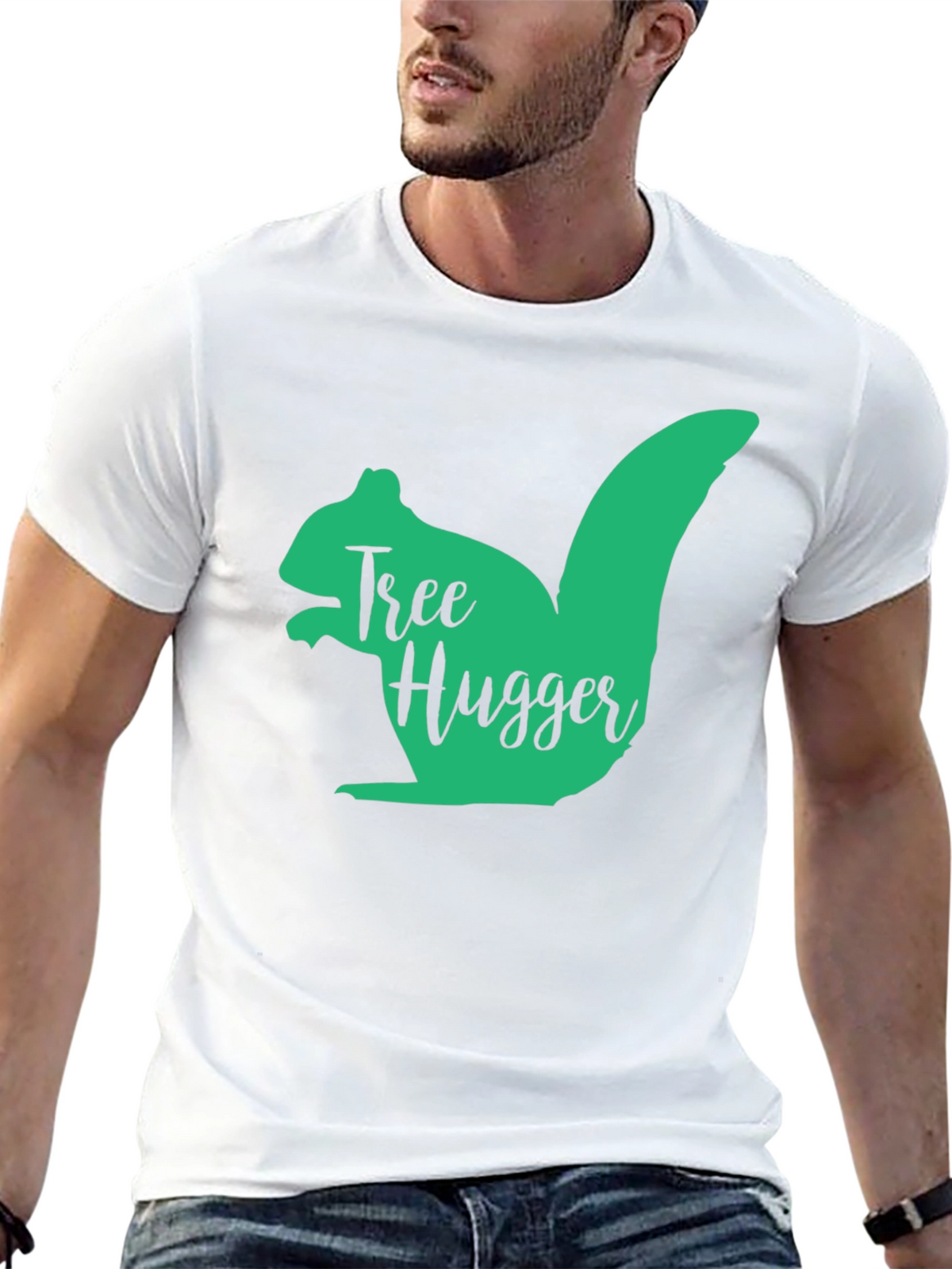 Tree Hugger Squirrel Graphic T-Shirt