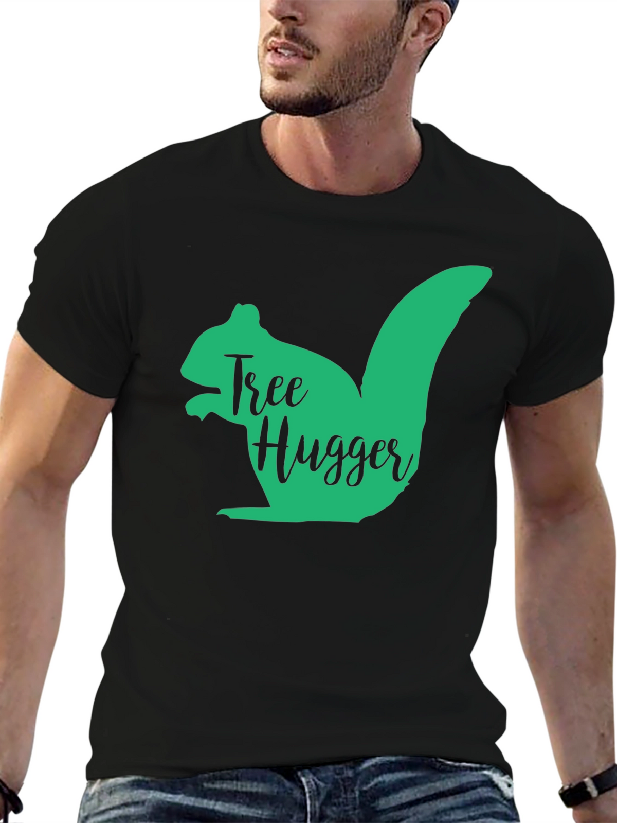 Tree Hugger Squirrel Graphic T-Shirt