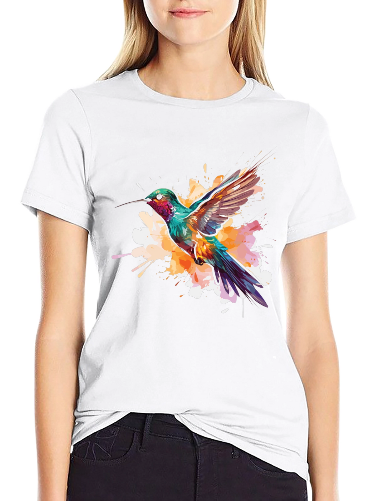 Hummingbird Splash Graphic Black Tee