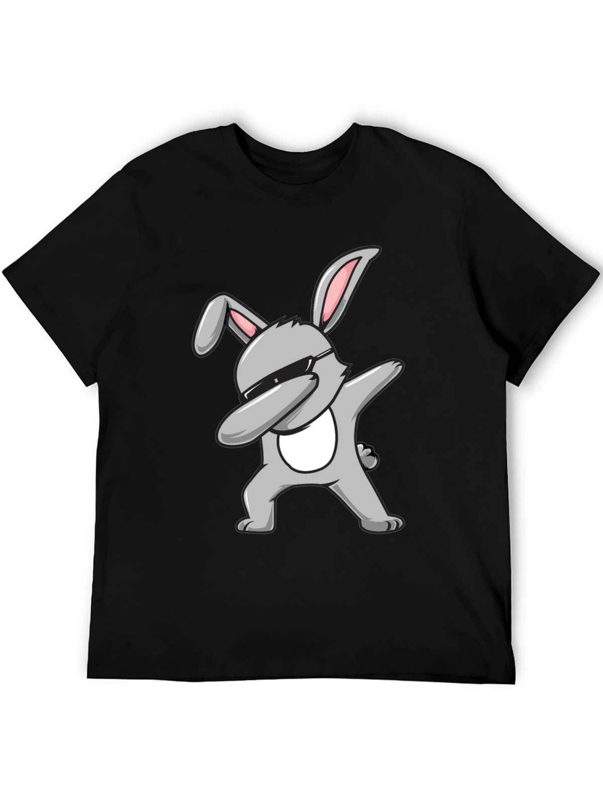 Dabbing Bunny Graphic Tee - Black Cotton T-Shirt