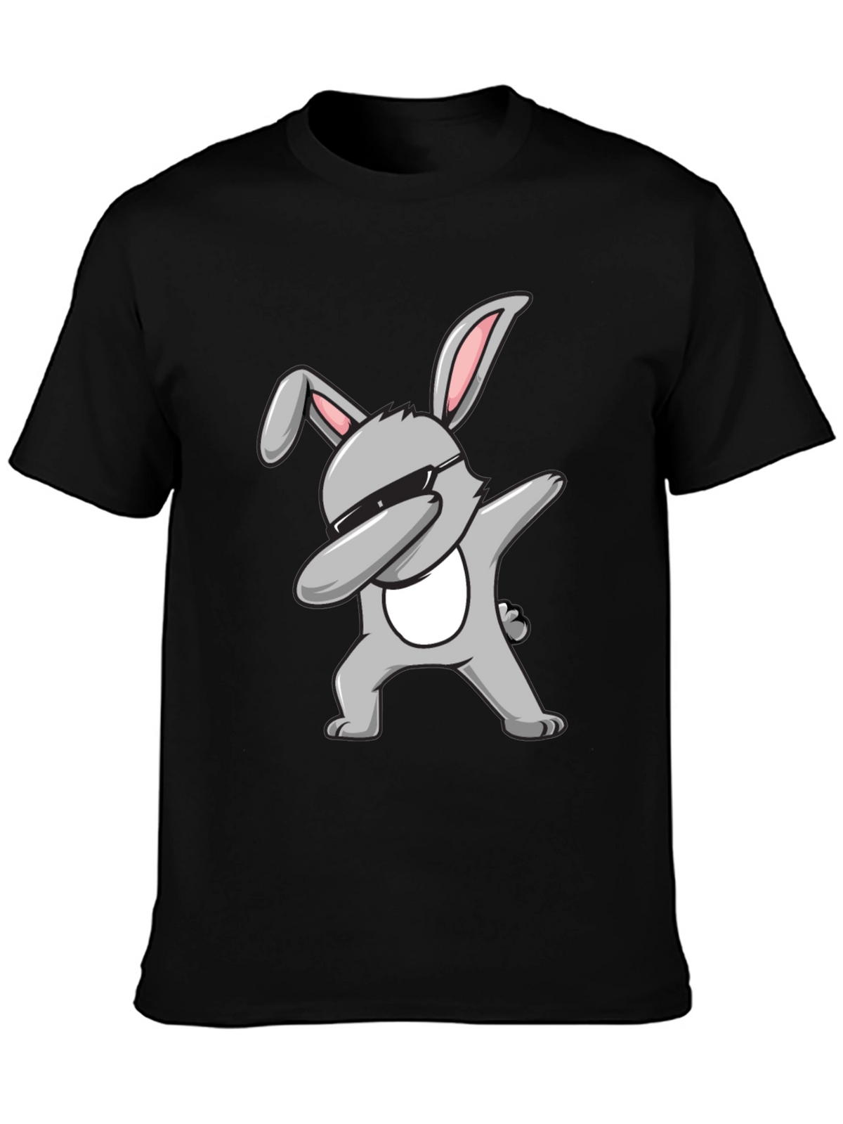 Dabbing Bunny Graphic Tee - Black Cotton T-Shirt