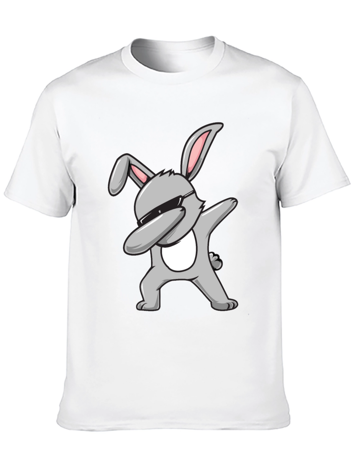 Dabbing Bunny Graphic Tee - Black Cotton T-Shirt
