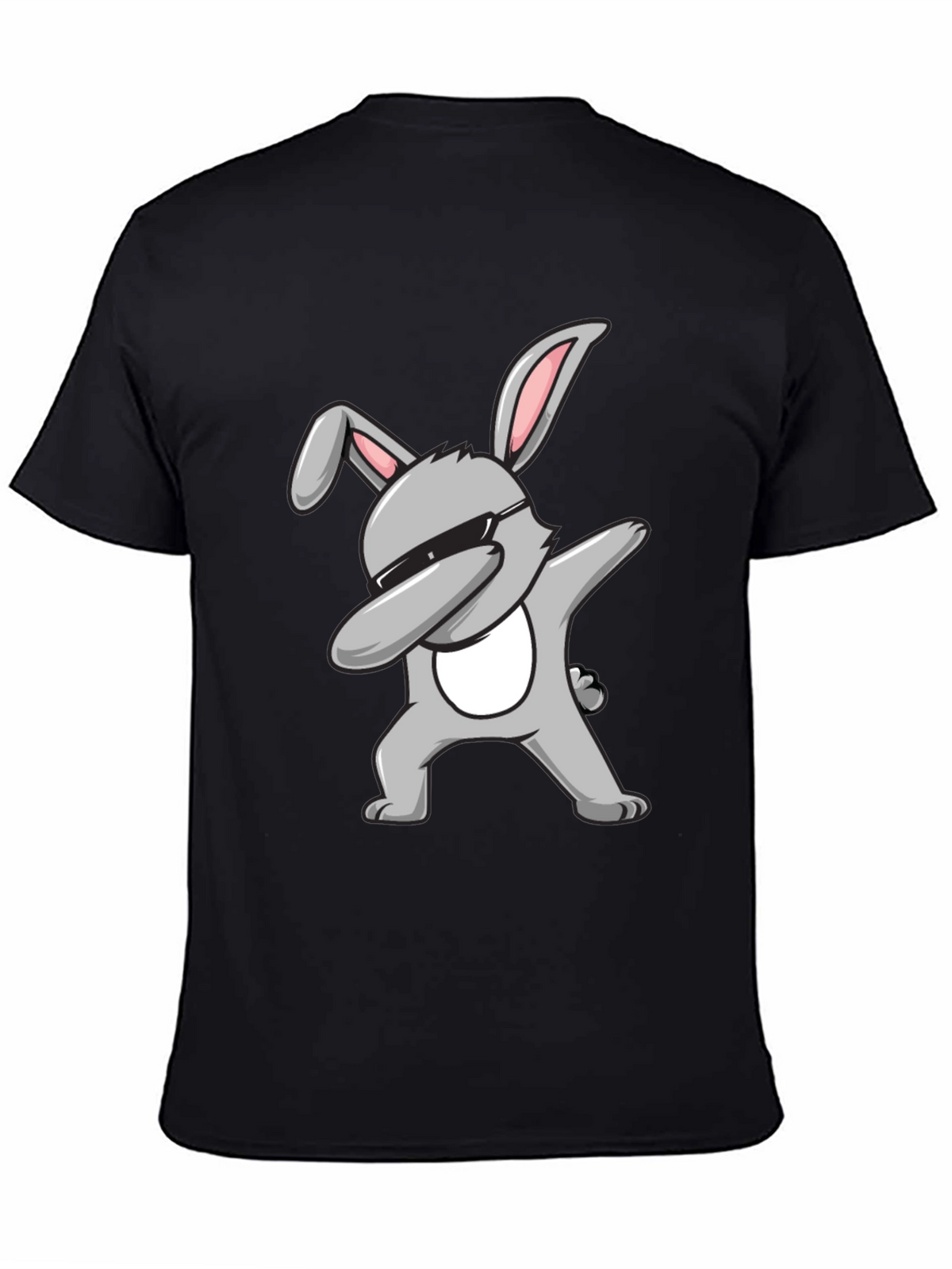 Dabbing Bunny Graphic Tee - Black Cotton T-Shirt