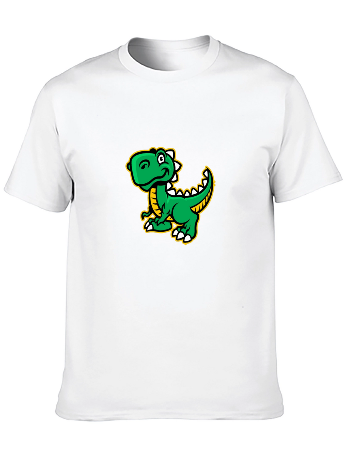 Cartoon Dinosaur Graphic Tee - Black Cotton T-Shirt