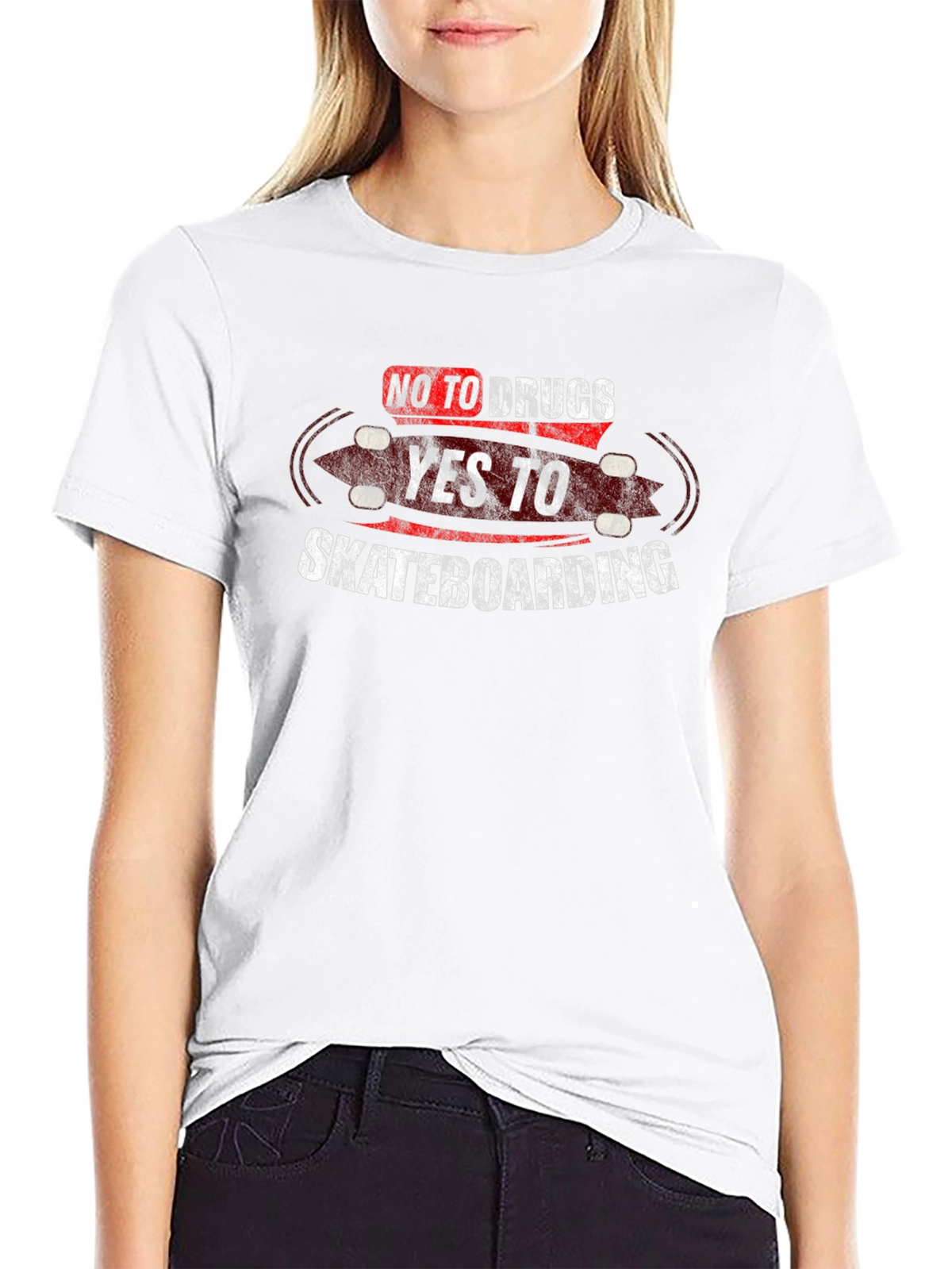 No Drugs Yes Skateboarding Black T-Shirt