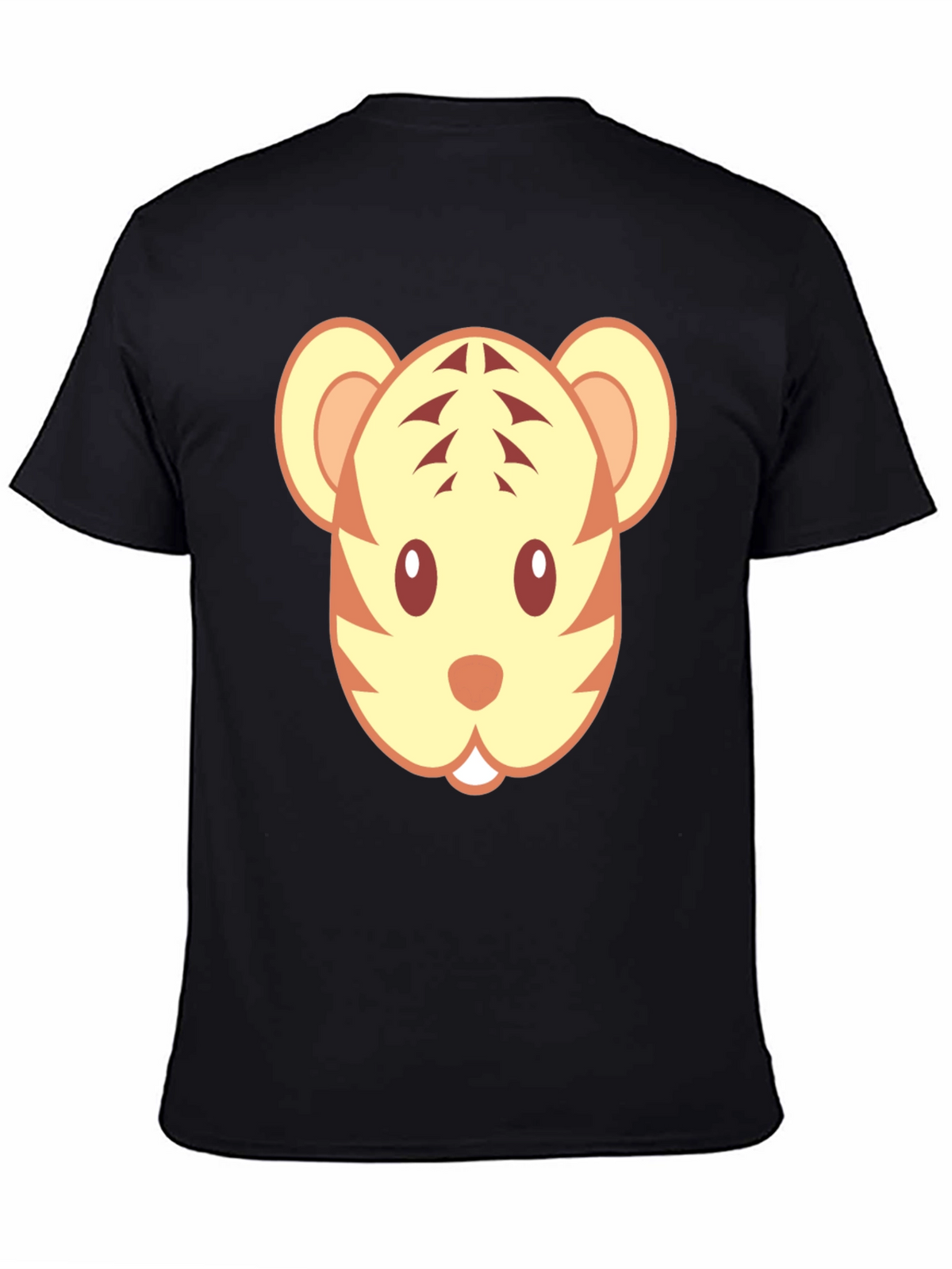 Cute Tiger Face Graphic Black T-Shirt