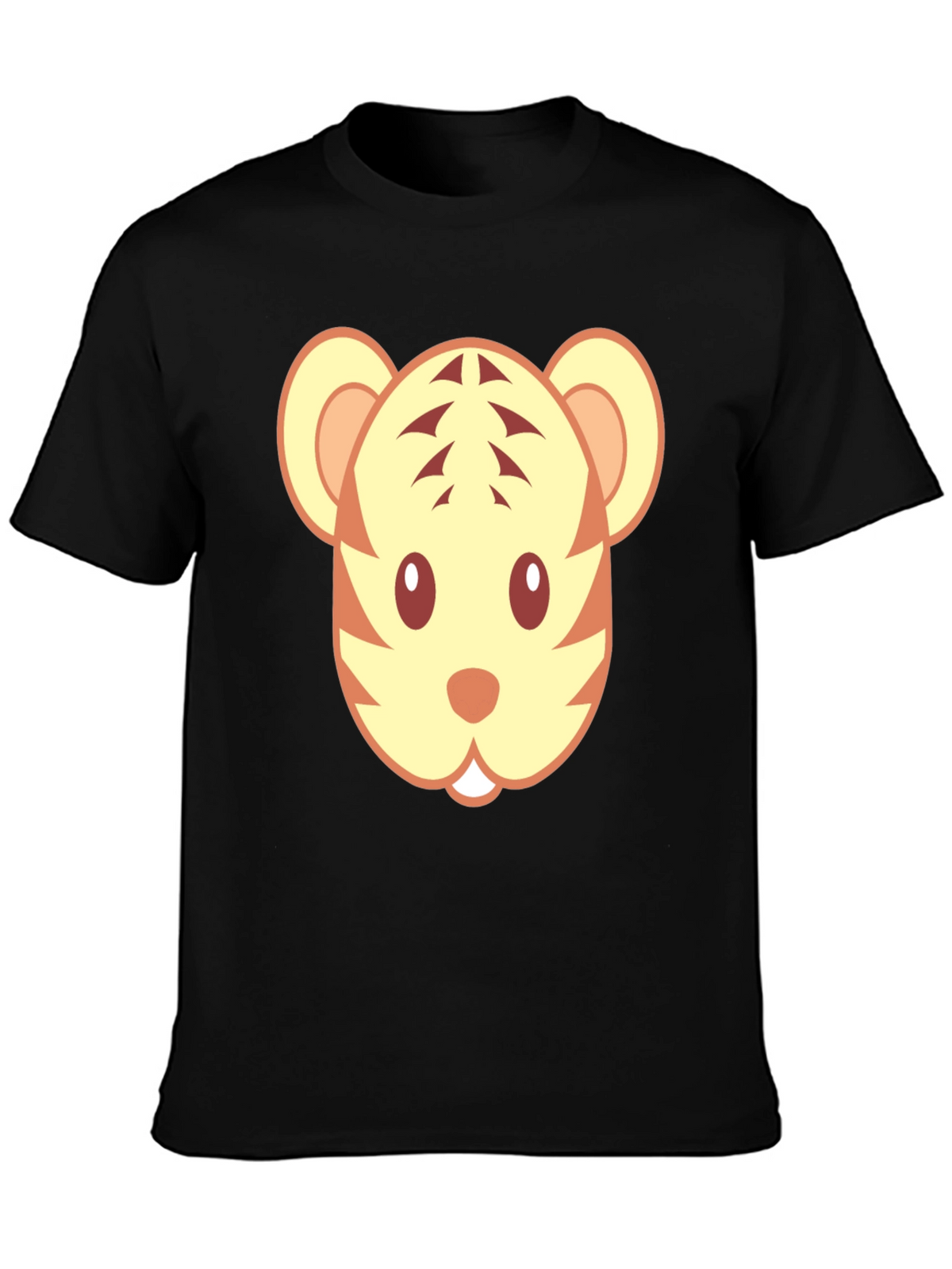 Cute Tiger Face Graphic Black T-Shirt