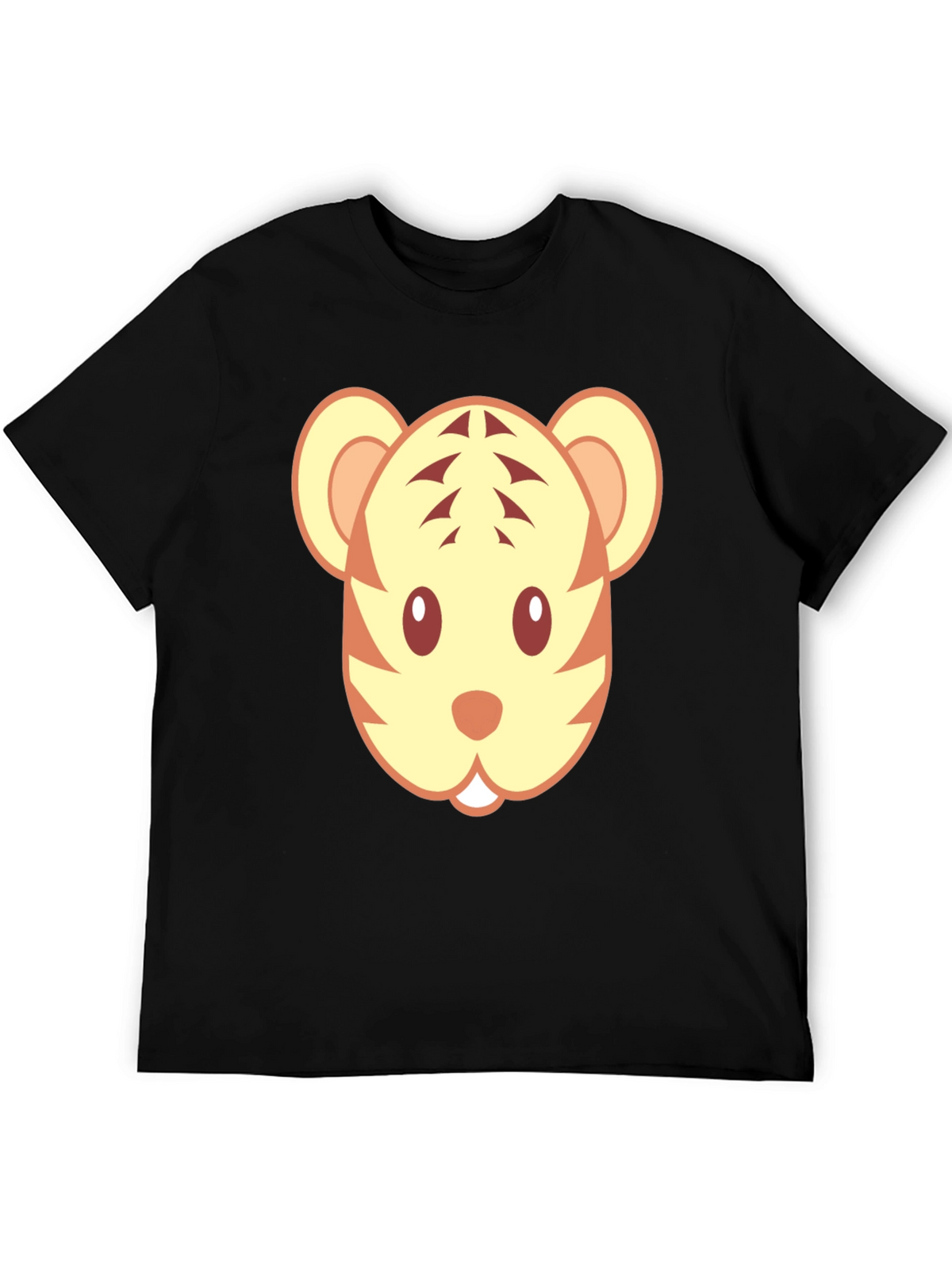 Cute Tiger Face Graphic Black T-Shirt