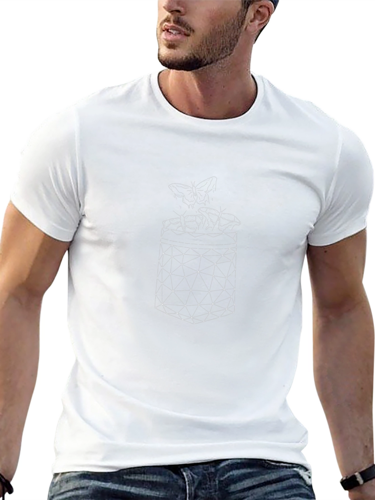 Geometric Butterfly Pocket T-Shirt - Stylish Menswear