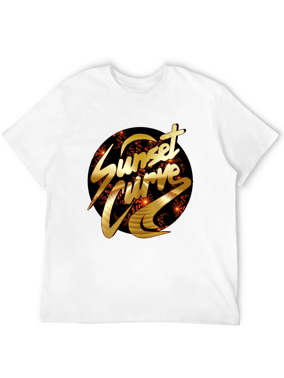 Sunset Curve Graphic Tee - Black Cotton T-Shirt