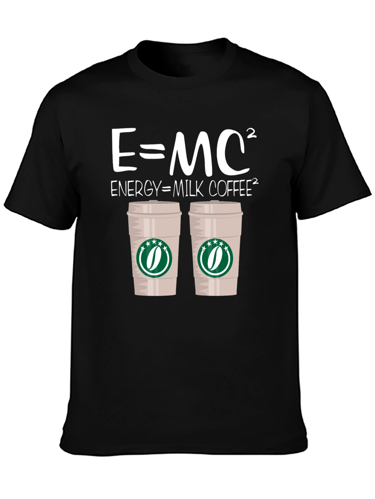E=MC² Energy = Milk Coffee² Black T-Shirt