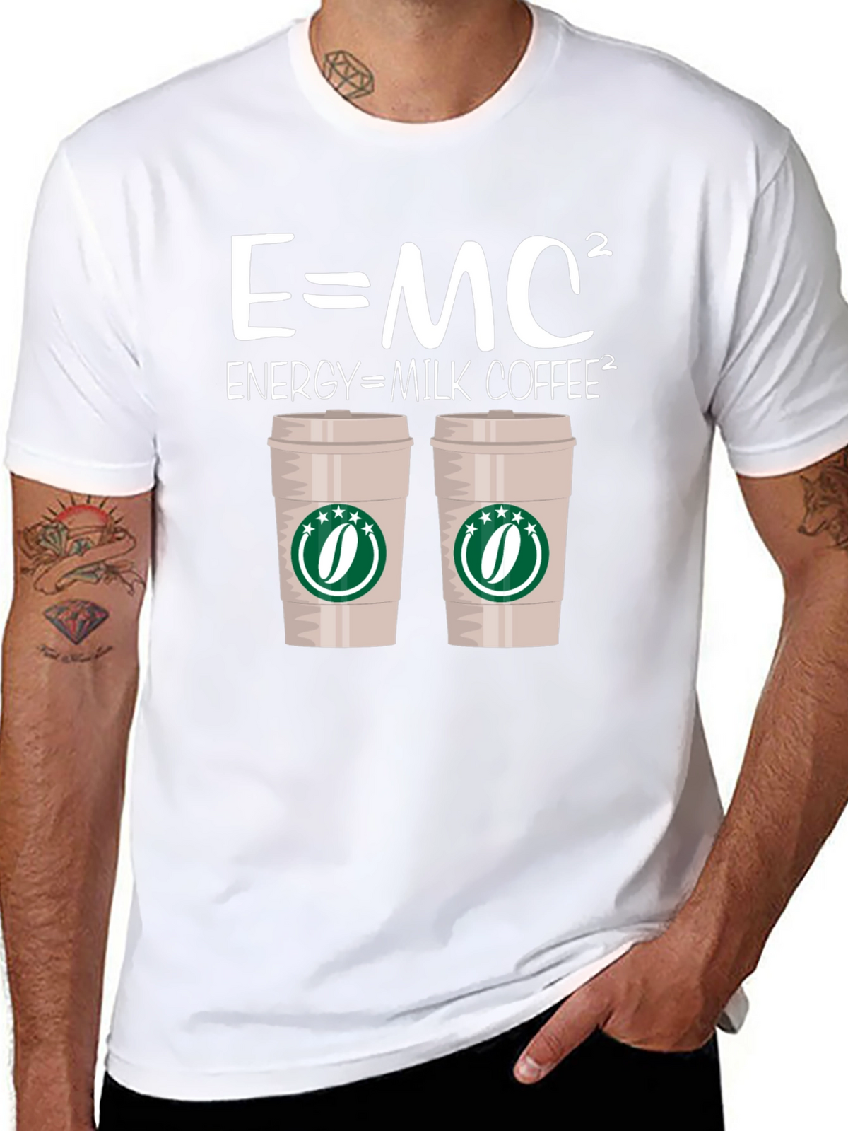 E=MC² Energy = Milk Coffee² Black T-Shirt