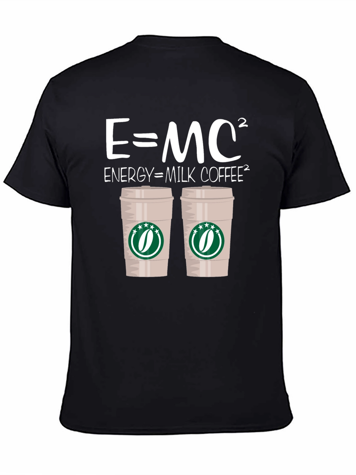 E=MC² Energy = Milk Coffee² Black T-Shirt